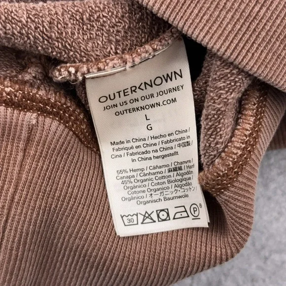 Outerknown Sur Sweatshirt Mens Large Brown Patina Hemp Blend Crewneck Raglan - Picture 3 of 9